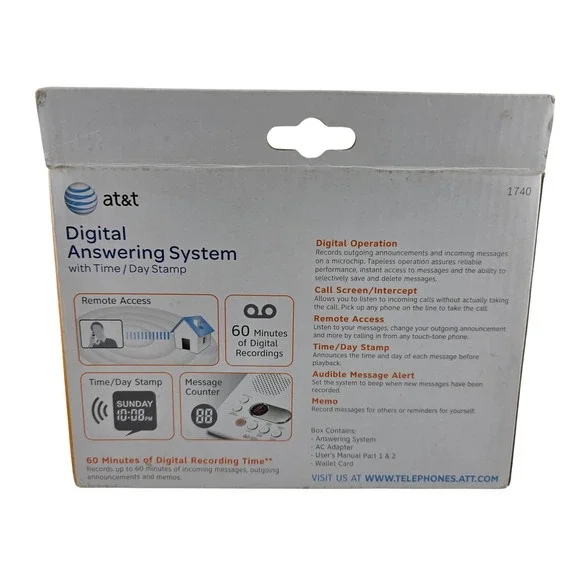 AT&T Digital Answering‎ System Model 1740 Time Day Stamp New In Box - Picture 2 of 11